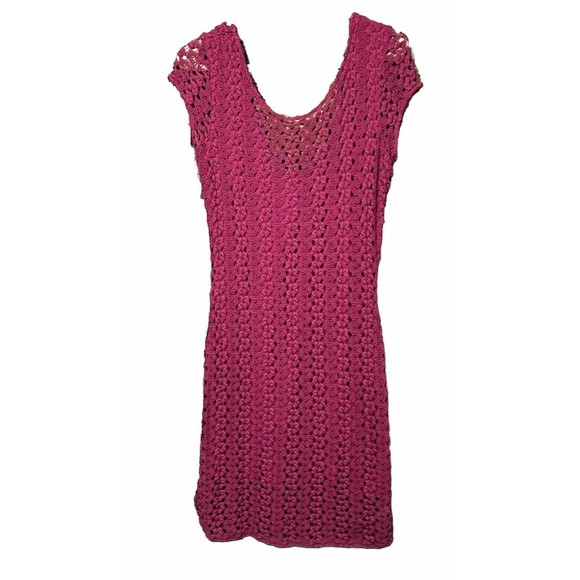 Free People Medium‎ Fuchsia Crochet Dress Scoop Neck $128 MSRP - Picture 1 of 5